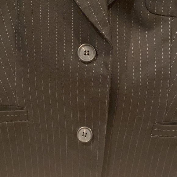 FULL SUIT-Ann Taylor Loft women’s pinstriped black pants suit size 16 - Picture 2 of 8